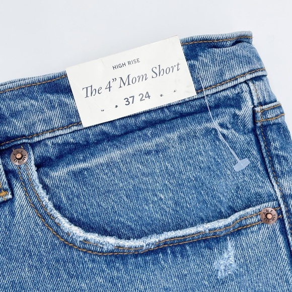 Abercrombie and Fitch The 4" Mom Short High Rise Distressed Denim Plus Size 24 - Picture 3 of 11